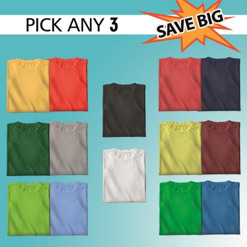 Pick Any 3 Plain T-shirt Combo