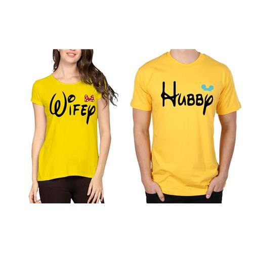 Hubby Wifey Couple Graphic Printed T-shirt