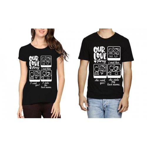 Our Love Story Couple Graphic Printed T-shirt