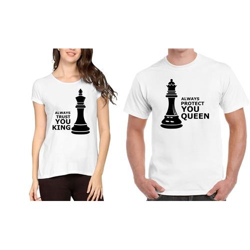 Protect Queen Trust King Couple Graphic Printed T-shirt