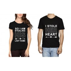 Stole Her Heart Stealing His Last Name Couple Graphic Printed T-shirt