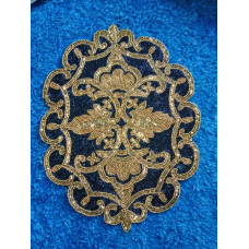 Luxury Table Mat, Hand Beaded Table Mat, Black And Gold Table Mat 12x15 Inches 