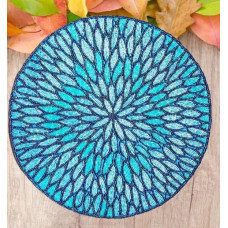 Handmade Placemats, Beaded Table Mats, Round  Blue Placemats, Designer Table Mats 13x13 Inches 