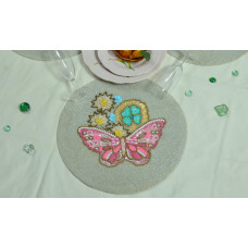 Butterfly Placemats, Handmade Placemats, Multicolored Table Mats, Designer Round Table Mats 13x13 Inch 