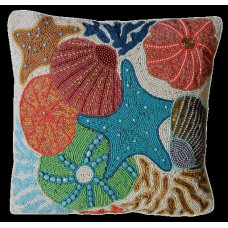 Handmade Cushion Covers, Beaded Cushion Covers, Coral Cushion Case,  Designer Cushion Case 16*16 Inches