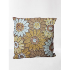 Handmade Cushion Covers, Beaded Cushion Covers, Floral Design Cushion Covers, Throw Cushion Case  16*16 Inch
