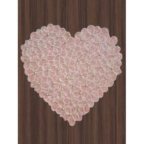 Heart Placemats, Handmade Beaded Table Mats, Pink Placemats, Designer Table Mats 13x13 Inches 