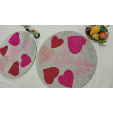 Hearts Placemats, Beaded Placemats, Handmade Table Mats, Designer Pink Table Mats 13x13 Inches 
