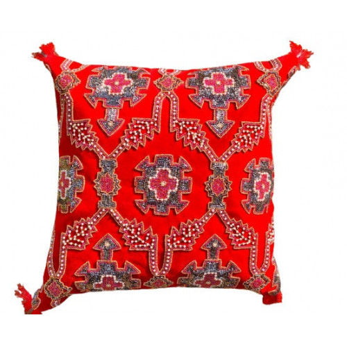 Red Velvet Handmade Cushion Covers / Beaded Cushion Covers/ Wedding Cushion Covers  /Designer Valentine's Special Cushion Case  16*16 Inch