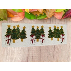 Round Table Mats, Set Of Hand Beaded Table Mats ,Christmas Tree And Snow Man Placemats,  Dining Table Runner  13x36 Inches