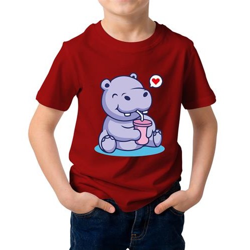 Hippo Drinking Graphic Printed T-shirt