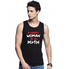 A Happy Woman Is A Myth Graphic Printed Vests