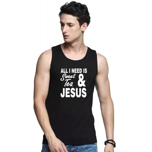 All I Need Is Sweet Tea And Jesus Graphic Printed Vests