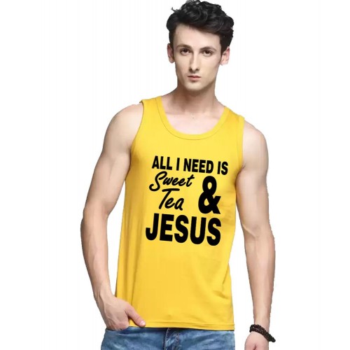 All I Need Is Sweet Tea And Jesus Graphic Printed Vests