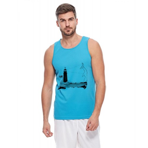 Lighthouse Fish Graphic Printed Vests