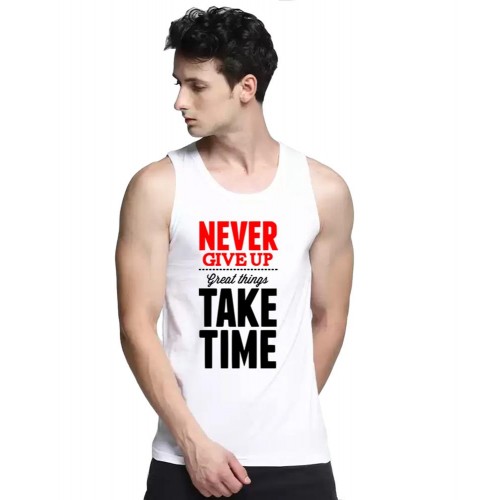 Never Give Up Great Things Take Time Graphic Printed Vests