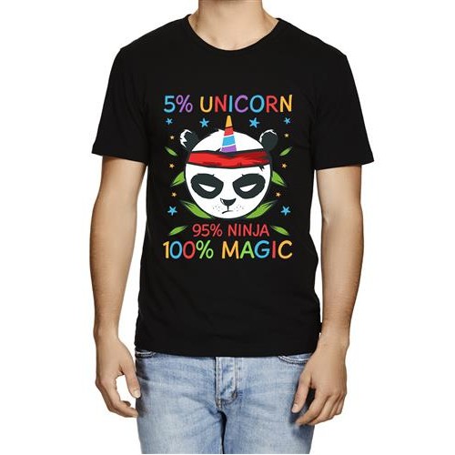 5% Unicorn 95% Ninja 100% Magic Graphic Printed T-shirt