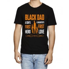 Men's Black Dad Love Graphic Printed T-shirt