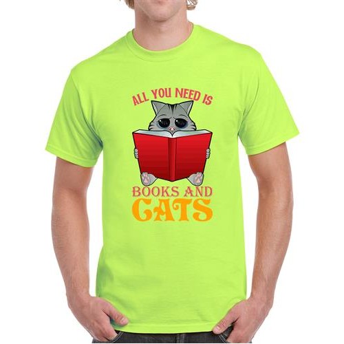 All You Need Is Books And Cats Graphic Printed T-shirt