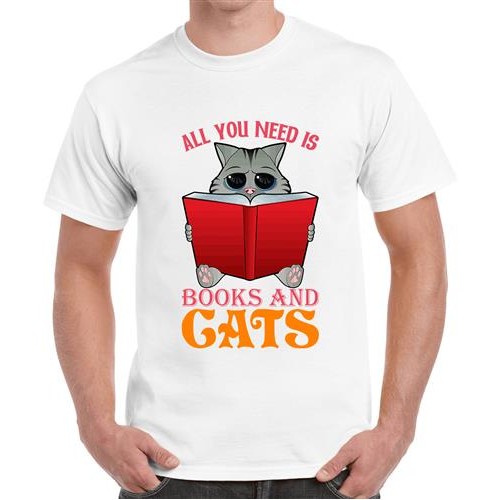 All You Need Is Books And Cats Graphic Printed T-shirt