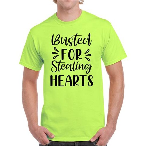Men's Busted For Hearts Graphic Printed T-shirt