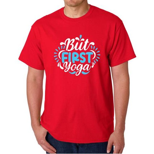 Men's But First Yoga Graphic Printed T-shirt