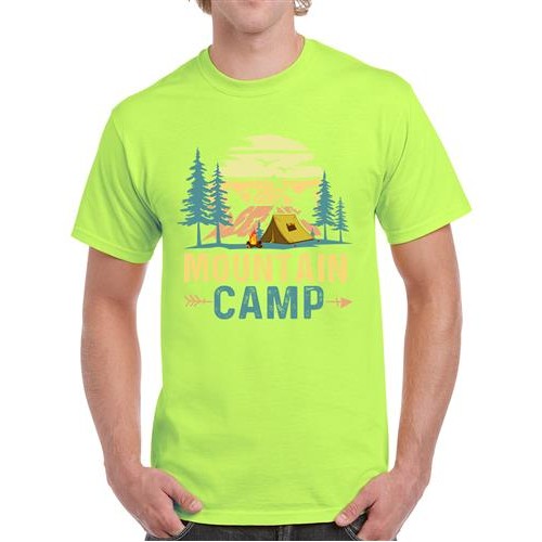 Men's Camp Night Mountain Graphic Printed T-shirt