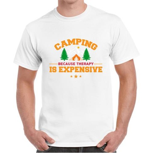 Camping Because Therapy Is Expensive Graphic Printed T-shirt