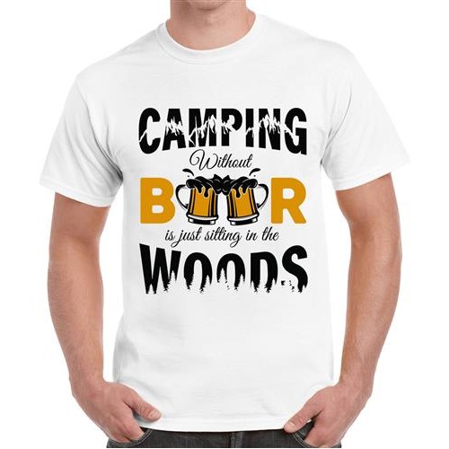 Men's Camping Beer Graphic Printed T-shirt