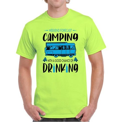 Men's Camping Drinking Graphic Printed T-shirt