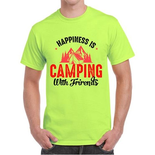 Happiness Is Camping With Friends Graphic Printed T-shirt