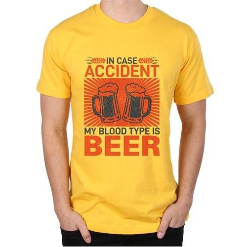 Men's Case Accident Beer Graphic Printed T-shirt