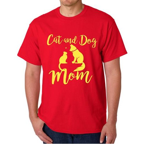Men's Cat Dog Mom Graphic Printed T-shirt