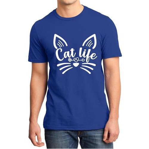 Men's Cat Life Cat Graphic Printed T-shirt