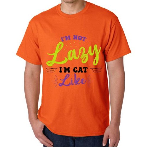 Men's Cat Like Lazy Graphic Printed T-shirt