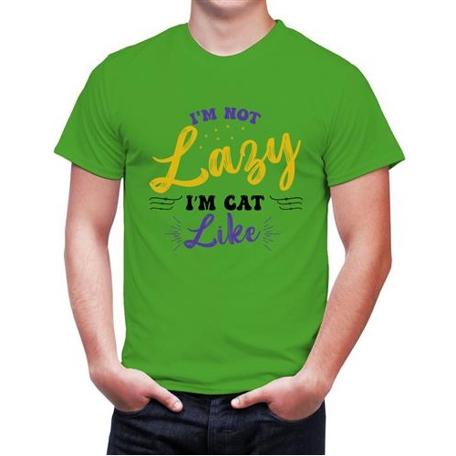 Men's Cat Like Lazy Graphic Printed T-shirt