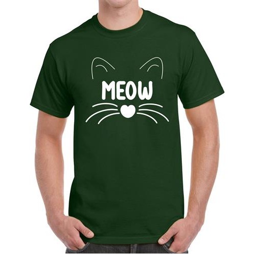 Men's Cat Meow Graphic Printed T-shirt