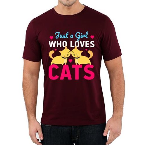 Men's Cats Loves Girl Graphic Printed T-shirt