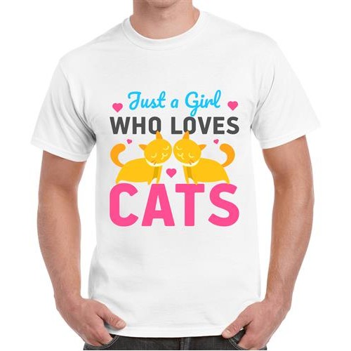 Men's Cats Loves Girl Graphic Printed T-shirt