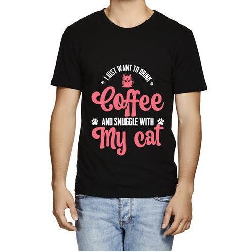 Men's Coffe My Cat Graphic Printed T-shirt