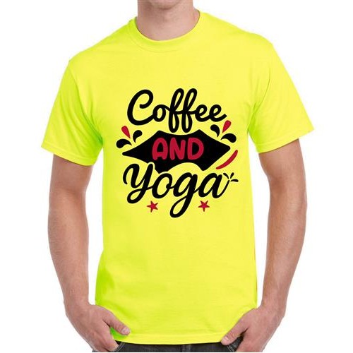 Men's Coffee And Yoga Graphic Printed T-shirt