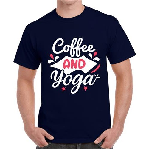 Men's Coffee And Yoga Graphic Printed T-shirt