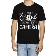 Men's Coffee My Camera Graphic Printed T-shirt