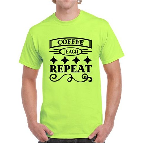 Men's Coffee Teach Repeat Graphic Printed T-shirt