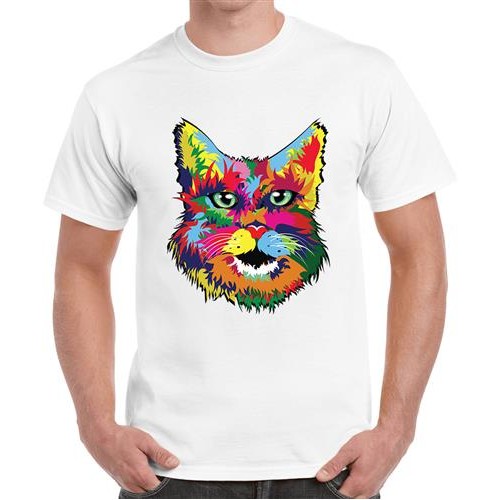 Men's Color Cat Cat Graphic Printed T-shirt