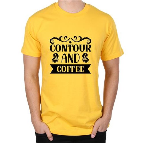 Men's Contour And Coffee Graphic Printed T-shirt