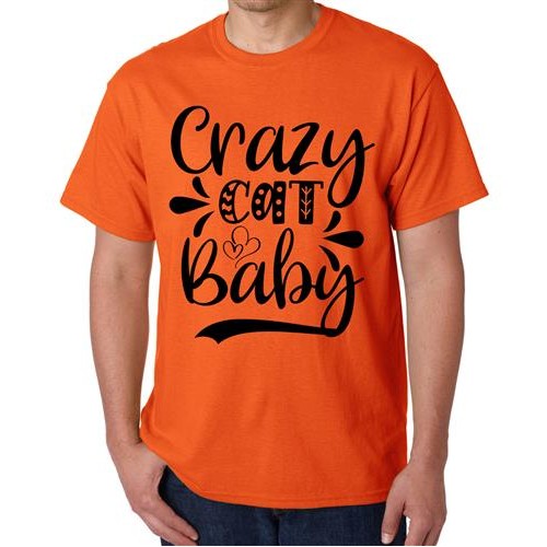 Men's Crazy Cat Graphic Printed T-shirt