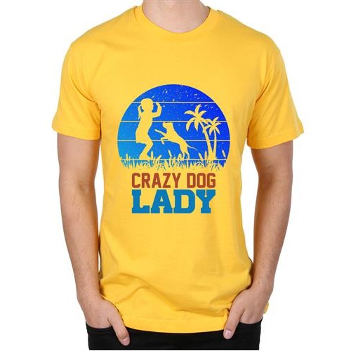 Men's Crazy Dog Lady Graphic Printed T-shirt