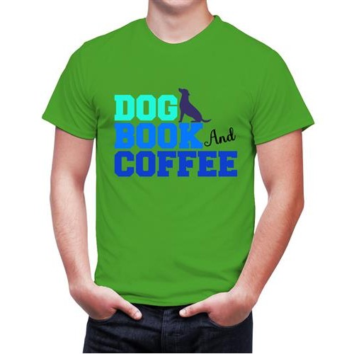 Men's Dog Book Coffee Graphic Printed T-shirt