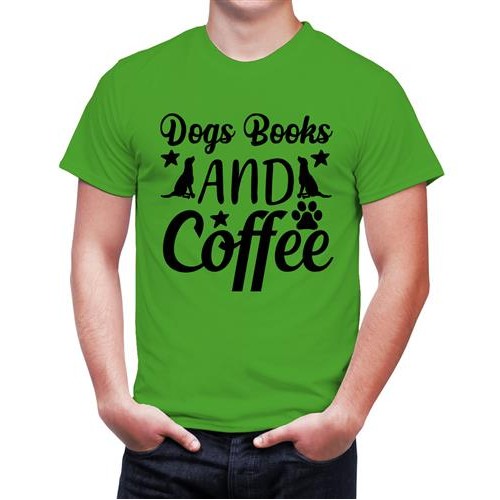 Men's Dogs Books Coffee Graphic Printed T-shirt